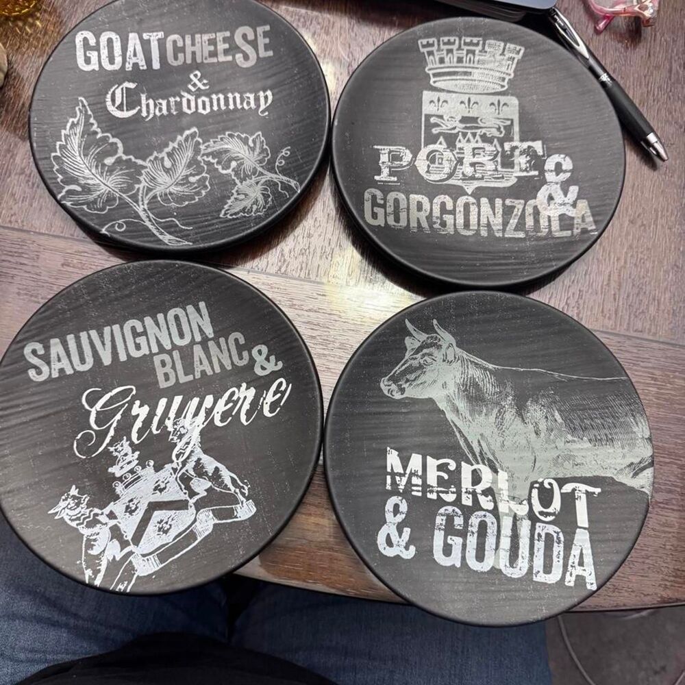 Williams-Sonoma Decorative Cheese and Wine themed plates